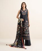 Textured Lawn Embroidered Black 3 Piece Suit - Image 2