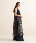 Textured Lawn Embroidered Black 3 Piece Suit - Image 3