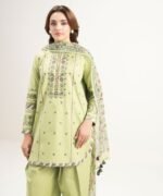 Lawn Embroidered Green 3 Piece Suit