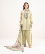 Lawn Embroidered Green 3 Piece Suit - Image 2