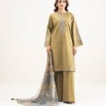 Lawn Embroidered Brown 3 Piece Suit