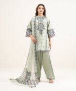 Lawn Green Embroidered 3 Piece Suit