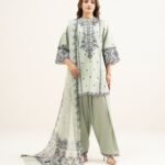 Lawn Green Embroidered 3 Piece Suit