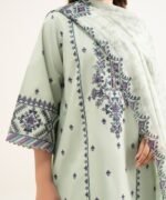 Lawn Green Embroidered 3 Piece Suit - Image 4