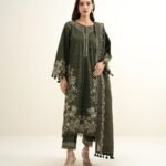 Lawn Embroidered Green 3 Piece Suit