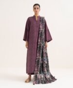 Lawn Printed Purple Three Piece Suit