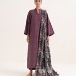 Lawn Printed Purple Three Piece Suit