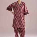 2 Piece - Printed Embroidered Suit - PE26-203