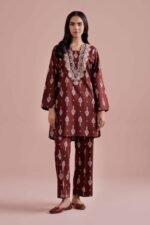 2 Piece - Printed Embroidered Suit - PE26-217