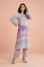 2 Piece - Printed Embroidered Suit - PE26-229