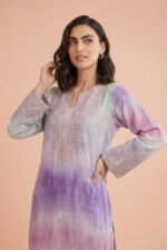 2 Piece - Printed Embroidered Suit - PE26-229 - Image 3