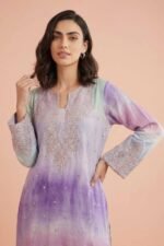 2 Piece - Printed Embroidered Suit - PE26-229 - Image 2