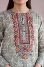 2 Piece - Printed Embroidered Suit - PE26-250 - Image 6