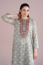 2 Piece - Printed Embroidered Suit - PE26-250 - Image 4