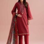 3 Piece - Printed Embroidered Suit - PE26-332