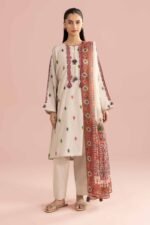 3 Piece - Printed Embroidered Suit - PE26-335 - Image 4