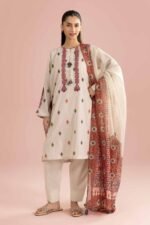 3 Piece - Printed Embroidered Suit - PE26-335