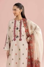 3 Piece - Printed Embroidered Suit - PE26-335 - Image 5