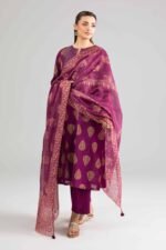 3 Piece - Printed Embroidered Suit - PE26-337 - Image 4