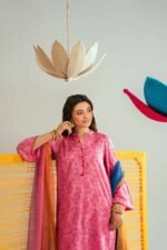 3 Piece - Printed Embroidered Suit - PE26-339 - Image 4