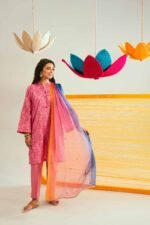 3 Piece - Printed Embroidered Suit - PE26-339 - Image 3