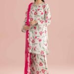 3 Piece - Printed Embroidered Suit - PE26-69