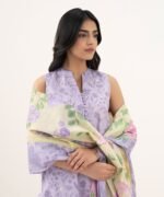 Zari Lawn Embroidered Purple 3 Piece Suit