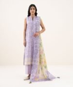 Zari Lawn Embroidered Purple 3 Piece Suit - Image 2