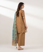 Zari Lawn Embroidered Brown  3 Piece Suit - Image 3