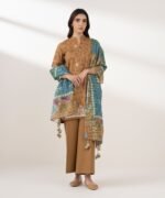 Zari Lawn Embroidered Brown  3 Piece Suit - Image 4