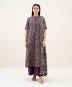Cotton Printed Purple 3 Piece Suit - Image 4