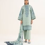 Cotton Embroidered Grey 3 Piece Suit