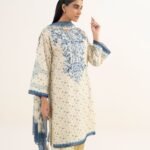 Cotton Embroidered Off White 3 Piece Suit