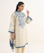 Cotton Embroidered Off White 3 Piece Suit