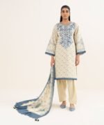 Cotton Embroidered Off White 3 Piece Suit - Image 2
