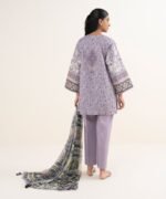 Cotton Embroidered Purple 3 Piece Suit - Image 3