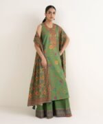 Cotton Embroidered Green 3 Piece Suit
