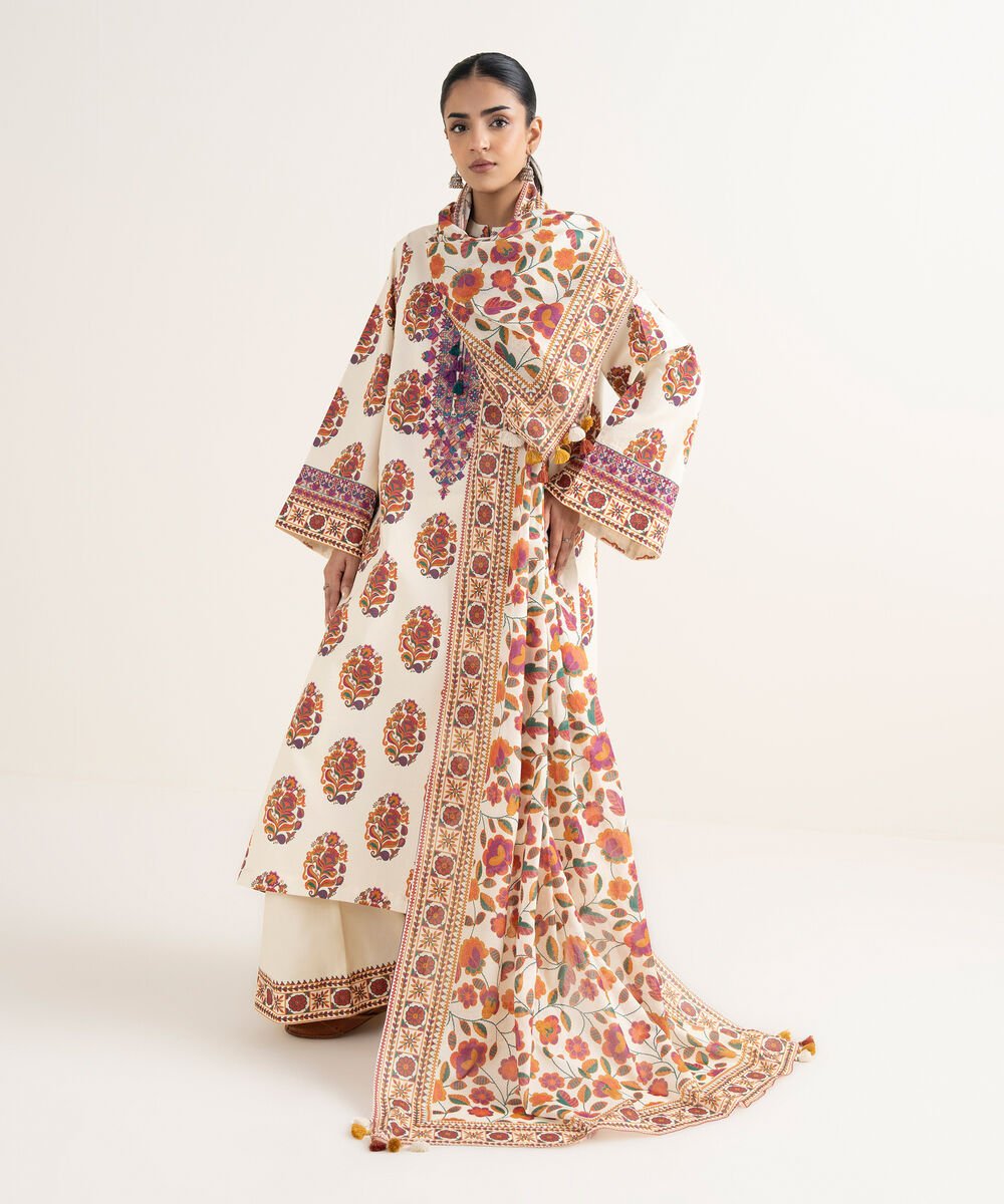 PEDYS26V048B_1 Cotton Printed Multi 3 Piece Suit - Image 1