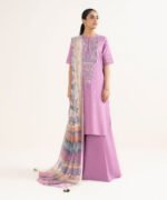 Cotton Viscose Embroidered Purple 3 Piece Suit - Image 4