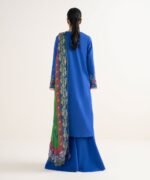 Cotton Viscose Embroidered Blue 3 Piece Suit - Image 4
