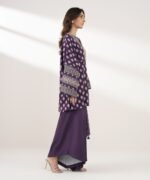 Light Linen Printed Purple 3 Piece Suit - Image 3