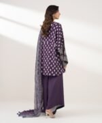 Light Linen Printed Purple 3 Piece Suit - Image 4
