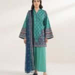Cotton Printed Green 3 Piece Suit