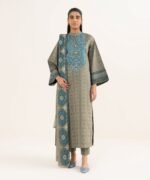Lawn Printed Beige 3 Piece Suit - Image 2
