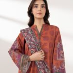 Cotton Printed Orange 3 Piece Suit