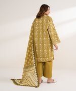 Cotton Printed Brown 3 Piece Suit - Image 3