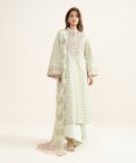 Lawn Embroidered Off White 3 Piece Suit - Image 2