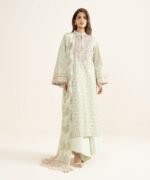 Lawn Embroidered Off White 3 Piece Suit - Image 2