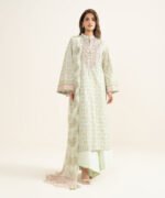 Lawn Embroidered Off White 3 Piece Suit - Image 2
