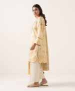 Textured Lawn Embroidered Yellow 3 Piece Suit - Image 2